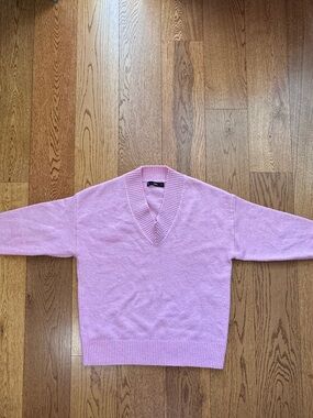 Mango Pastel Pink V-Neck Sweater